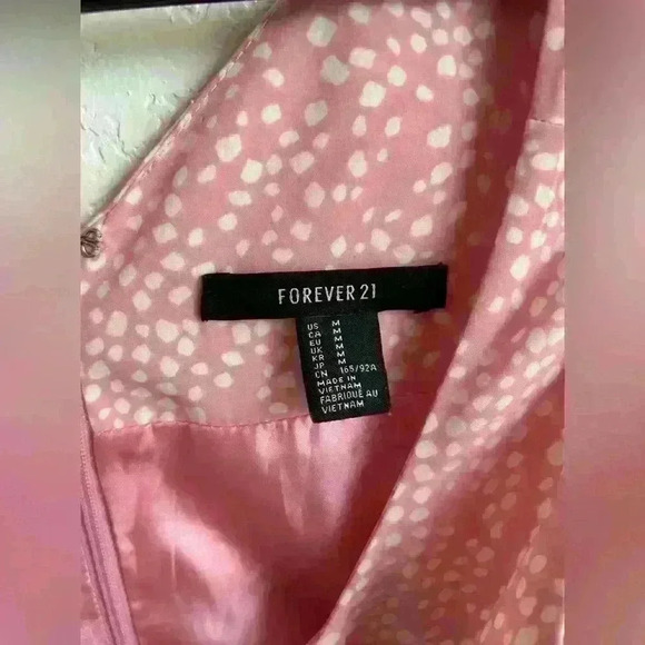 Forever 21 Pink & White Print A-Line Dress Size Medium - Picture 3 of 3
